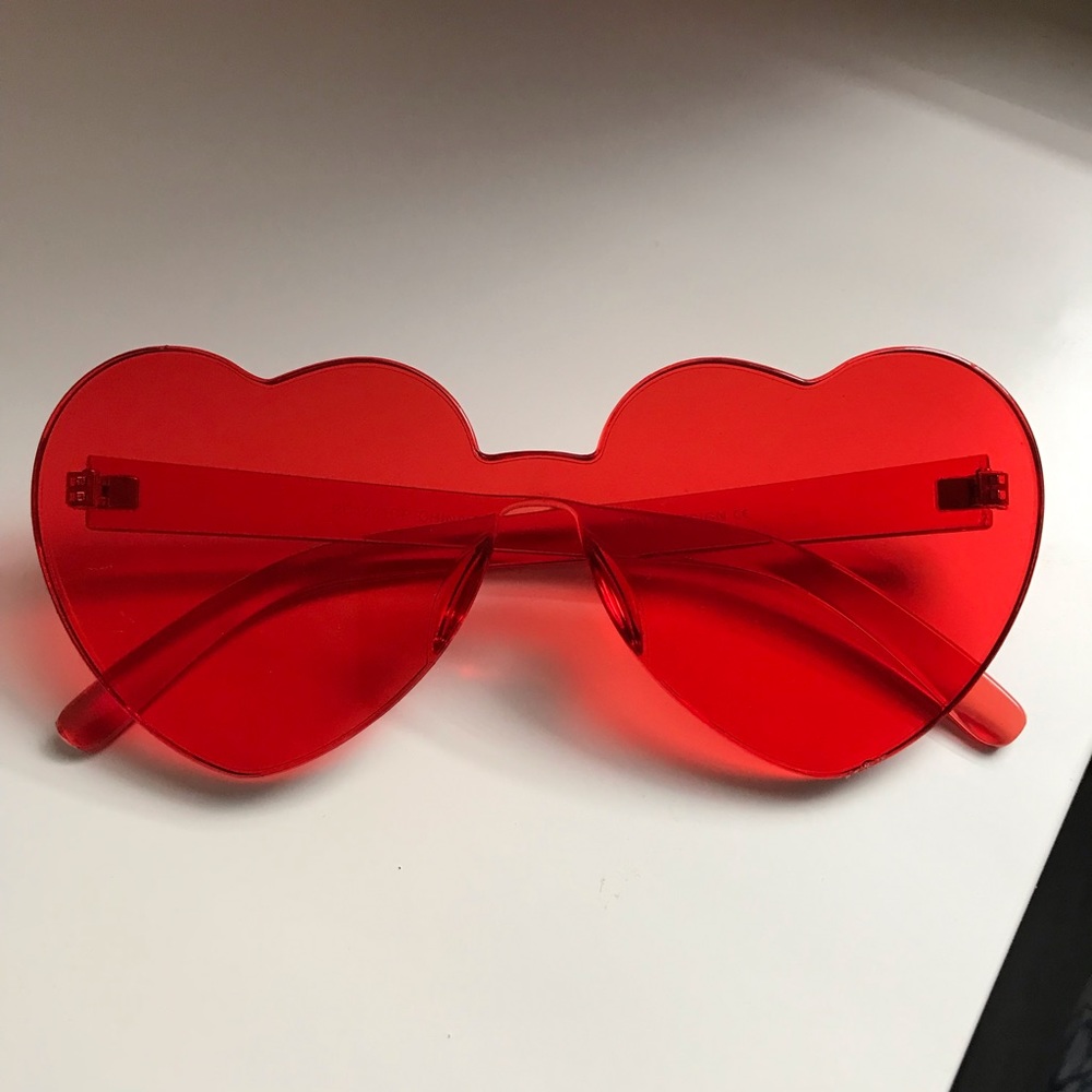 Red heart shaped sunglasses